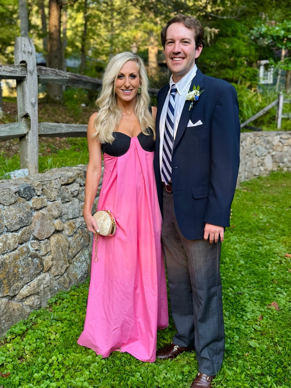 Commense Pink and Black Evening Gown